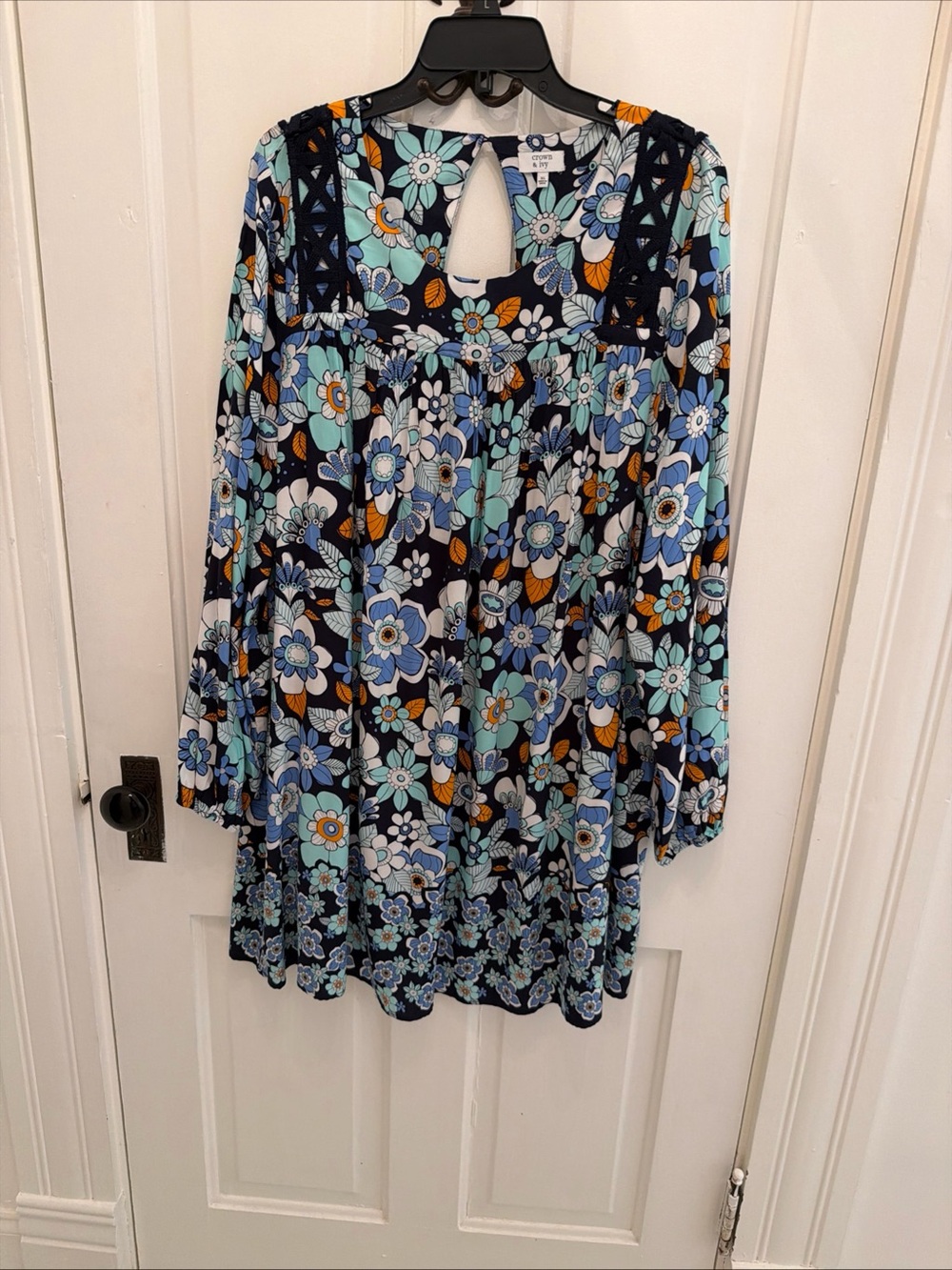 Crown & Ivy Boho Floral Dress Cottagecore Blouse Tunic Bloomcore Boho NWT